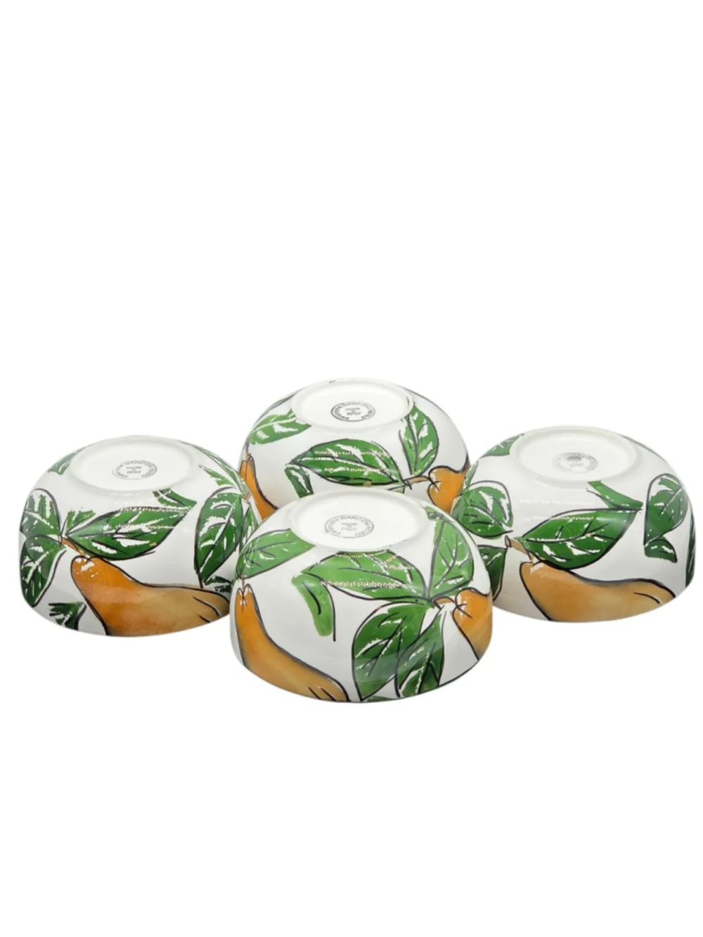 Italian Lemon Citrus Bowls Set 4 Hand Painted Tuscan Pottery Made In Italy